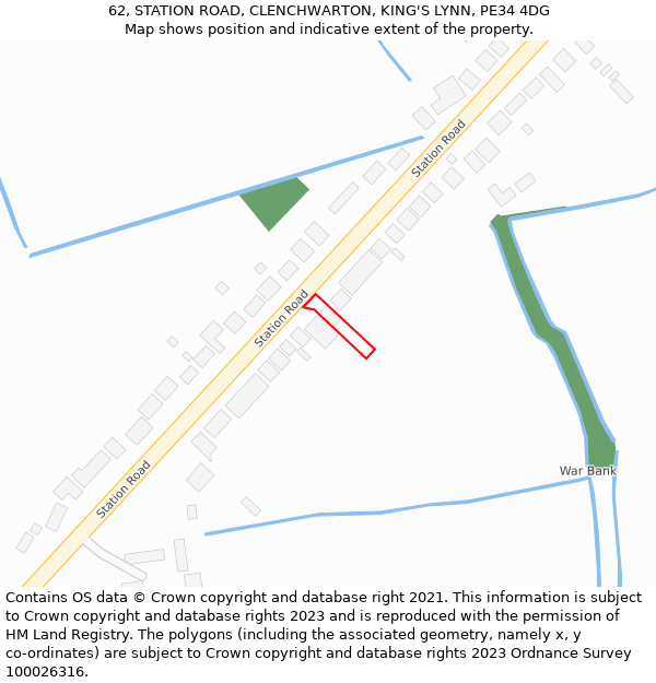 62, STATION ROAD, CLENCHWARTON, KING'S LYNN, PE34 4DG: Location map and indicative extent of plot