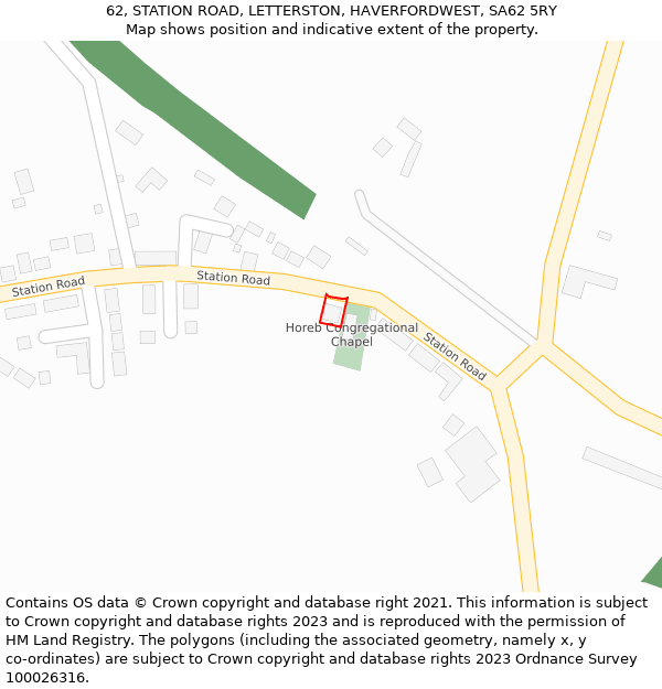 62, STATION ROAD, LETTERSTON, HAVERFORDWEST, SA62 5RY: Location map and indicative extent of plot