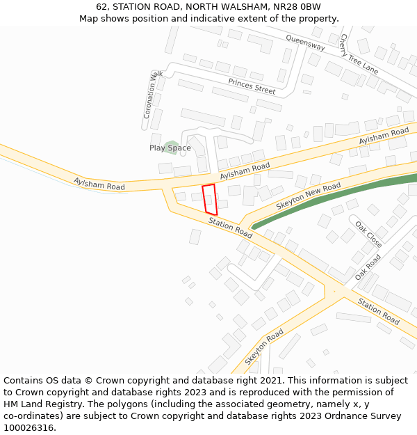 62, STATION ROAD, NORTH WALSHAM, NR28 0BW: Location map and indicative extent of plot