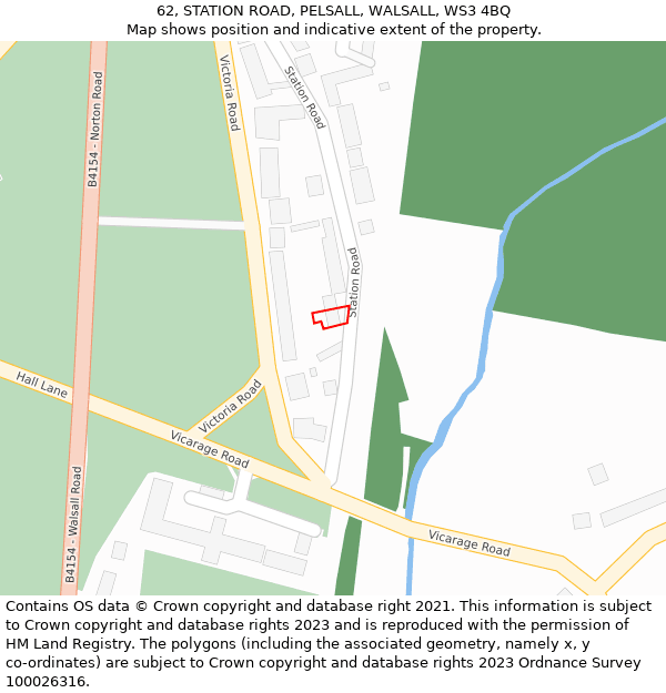 62, STATION ROAD, PELSALL, WALSALL, WS3 4BQ: Location map and indicative extent of plot