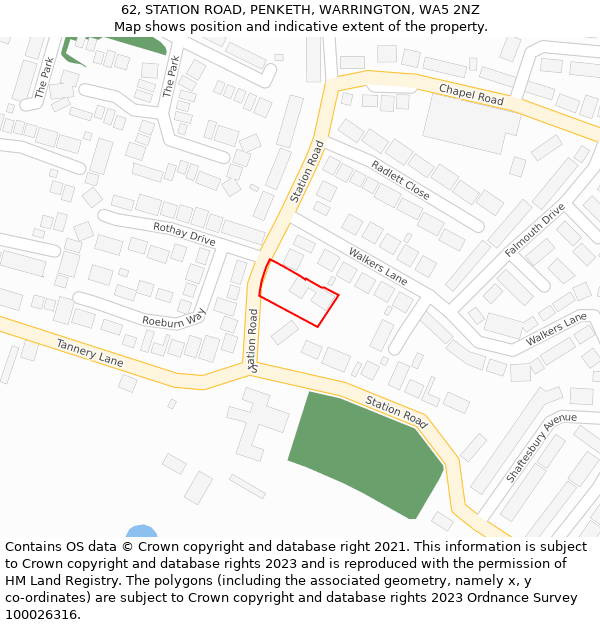 62, STATION ROAD, PENKETH, WARRINGTON, WA5 2NZ: Location map and indicative extent of plot