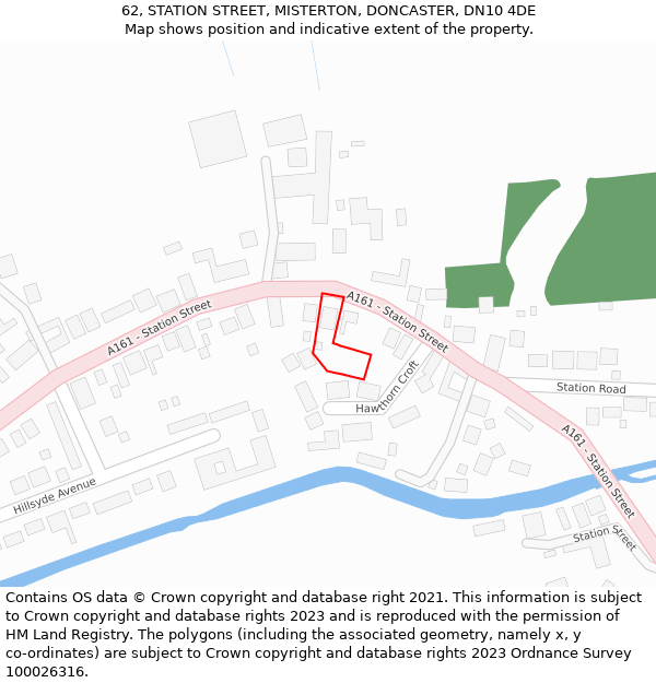 62, STATION STREET, MISTERTON, DONCASTER, DN10 4DE: Location map and indicative extent of plot