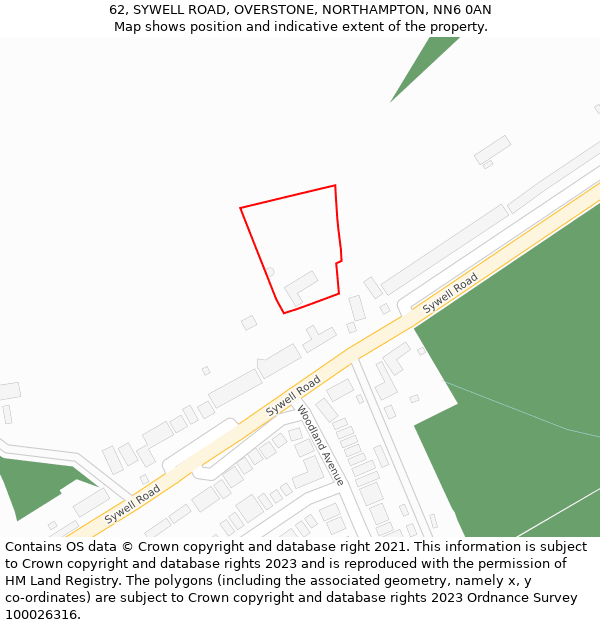 62, SYWELL ROAD, OVERSTONE, NORTHAMPTON, NN6 0AN: Location map and indicative extent of plot