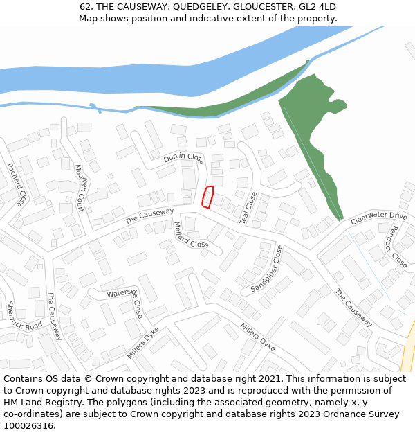 62, THE CAUSEWAY, QUEDGELEY, GLOUCESTER, GL2 4LD: Location map and indicative extent of plot