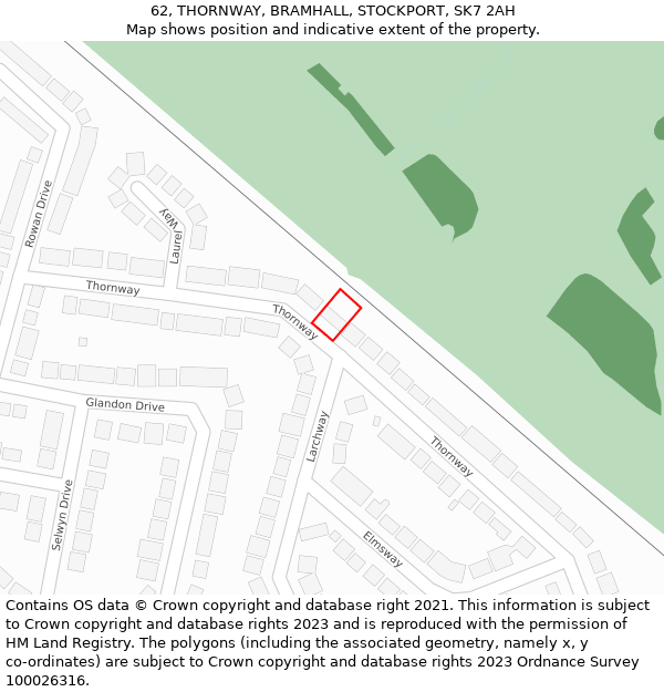 62, THORNWAY, BRAMHALL, STOCKPORT, SK7 2AH: Location map and indicative extent of plot
