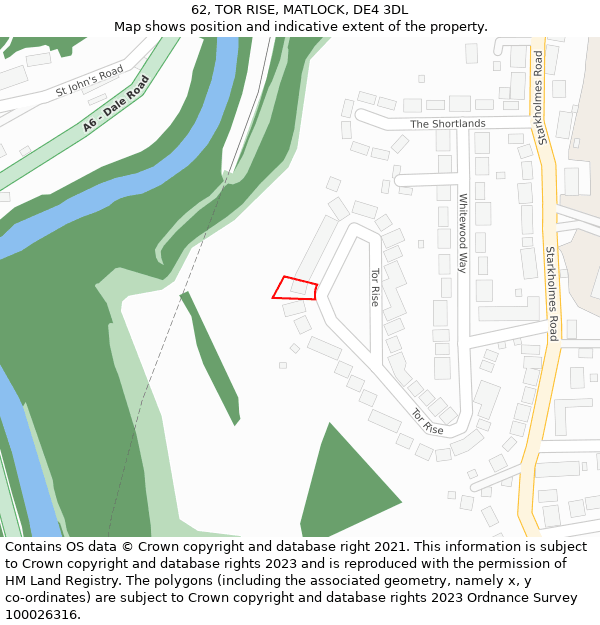 62, TOR RISE, MATLOCK, DE4 3DL: Location map and indicative extent of plot