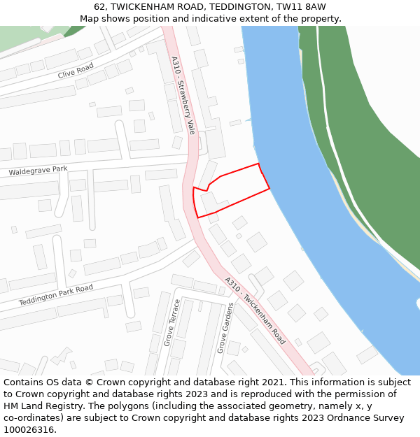 62, TWICKENHAM ROAD, TEDDINGTON, TW11 8AW: Location map and indicative extent of plot