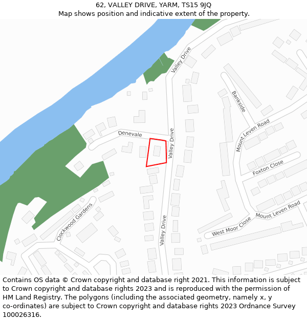 62, VALLEY DRIVE, YARM, TS15 9JQ: Location map and indicative extent of plot