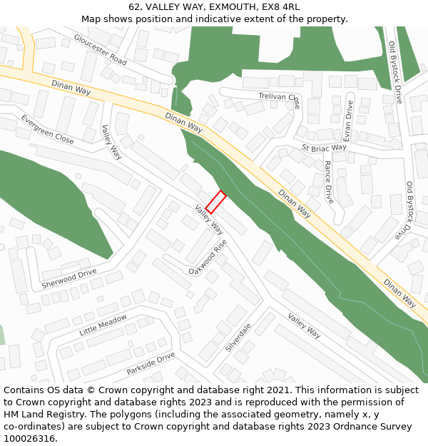 62, VALLEY WAY, EXMOUTH, EX8 4RL: Location map and indicative extent of plot