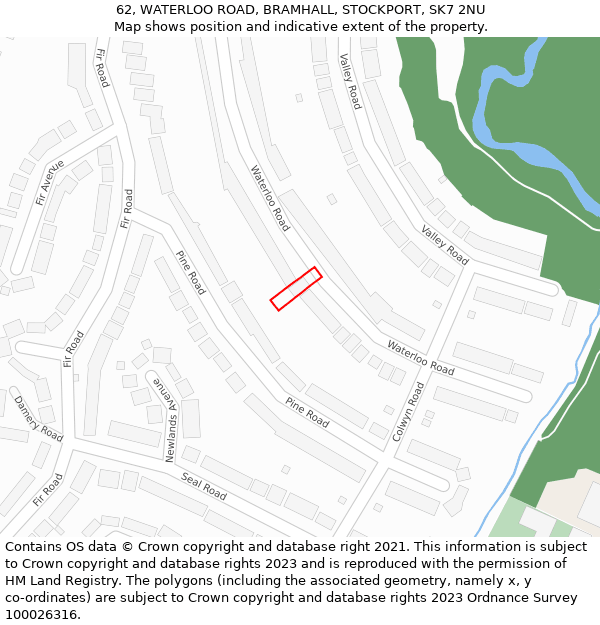 62, WATERLOO ROAD, BRAMHALL, STOCKPORT, SK7 2NU: Location map and indicative extent of plot