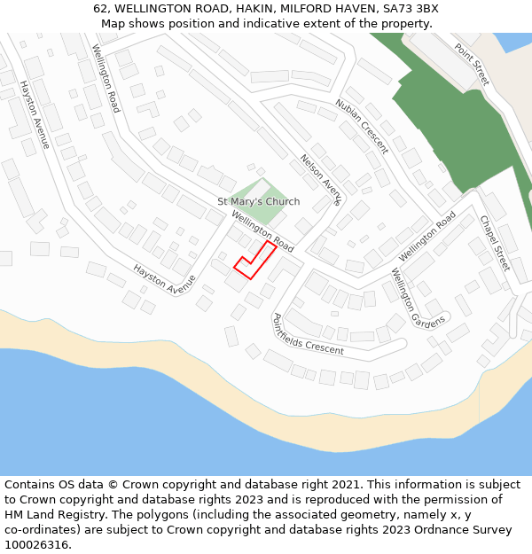 62, WELLINGTON ROAD, HAKIN, MILFORD HAVEN, SA73 3BX: Location map and indicative extent of plot