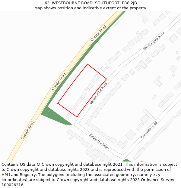 62, WESTBOURNE ROAD, SOUTHPORT, PR8 2JB: Location map and indicative extent of plot