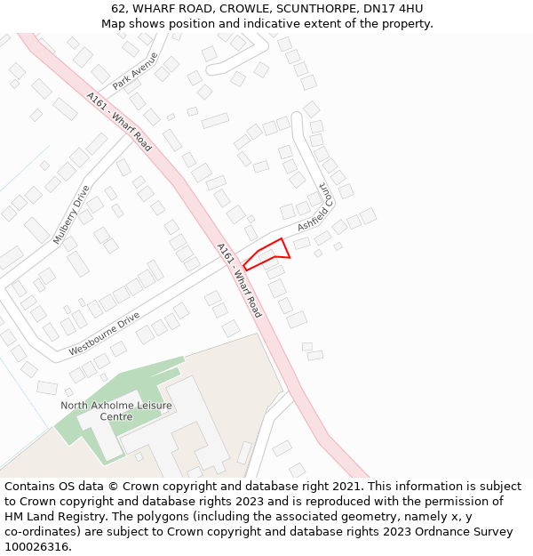 62, WHARF ROAD, CROWLE, SCUNTHORPE, DN17 4HU: Location map and indicative extent of plot