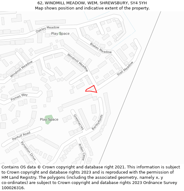 62, WINDMILL MEADOW, WEM, SHREWSBURY, SY4 5YH: Location map and indicative extent of plot