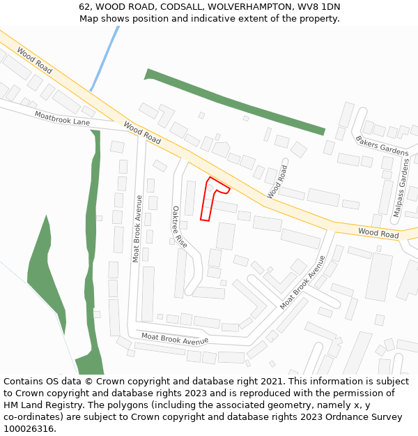 62, WOOD ROAD, CODSALL, WOLVERHAMPTON, WV8 1DN: Location map and indicative extent of plot