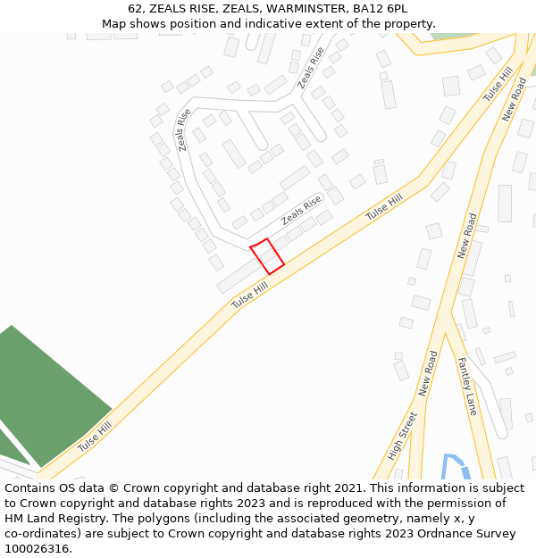 62, ZEALS RISE, ZEALS, WARMINSTER, BA12 6PL: Location map and indicative extent of plot