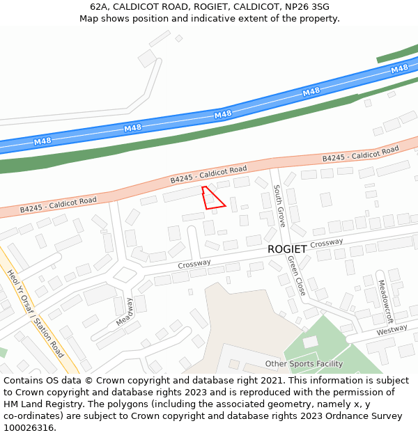 62A, CALDICOT ROAD, ROGIET, CALDICOT, NP26 3SG: Location map and indicative extent of plot