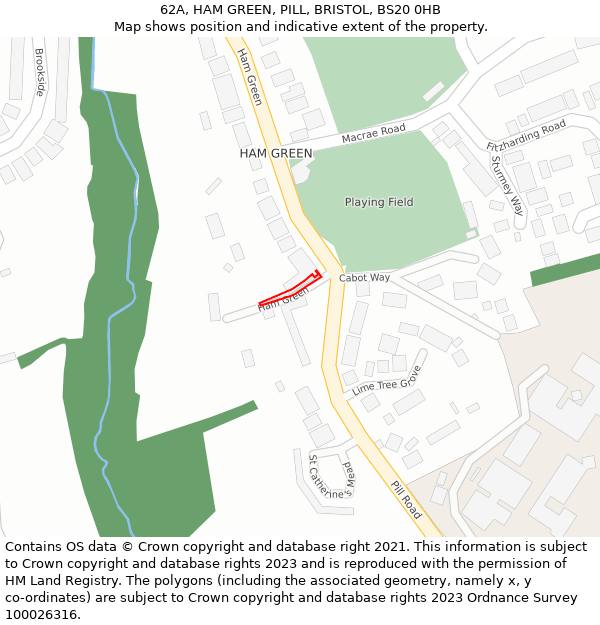 62A, HAM GREEN, PILL, BRISTOL, BS20 0HB: Location map and indicative extent of plot