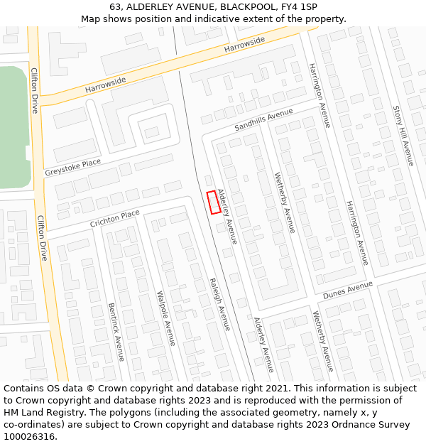 63, ALDERLEY AVENUE, BLACKPOOL, FY4 1SP: Location map and indicative extent of plot