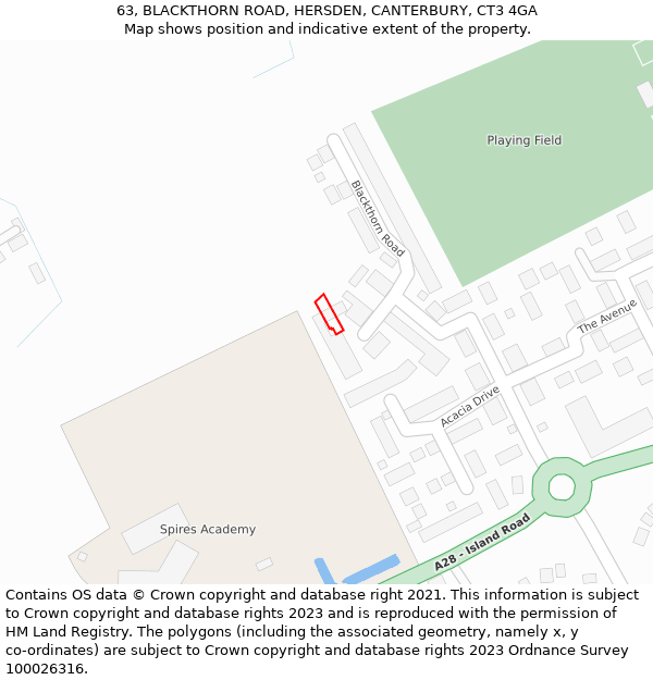 63, BLACKTHORN ROAD, HERSDEN, CANTERBURY, CT3 4GA: Location map and indicative extent of plot