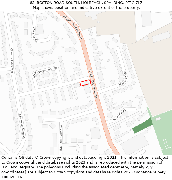 63, BOSTON ROAD SOUTH, HOLBEACH, SPALDING, PE12 7LZ: Location map and indicative extent of plot