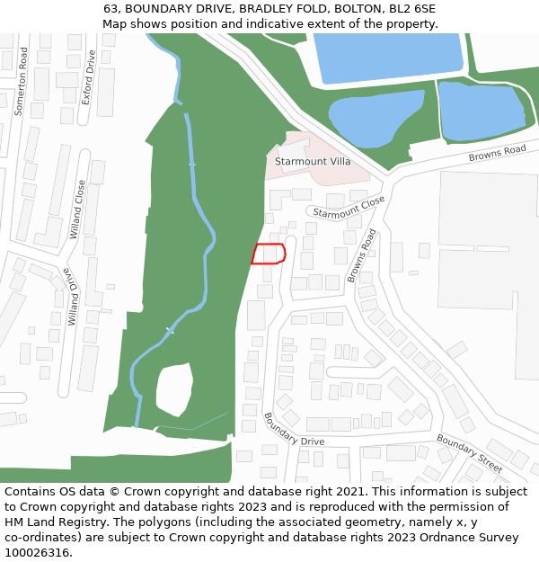 63, BOUNDARY DRIVE, BRADLEY FOLD, BOLTON, BL2 6SE: Location map and indicative extent of plot