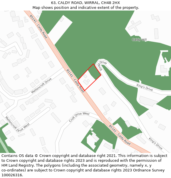 63, CALDY ROAD, WIRRAL, CH48 2HX: Location map and indicative extent of plot
