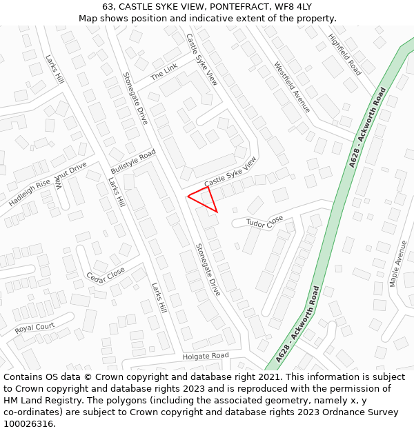 63, CASTLE SYKE VIEW, PONTEFRACT, WF8 4LY: Location map and indicative extent of plot