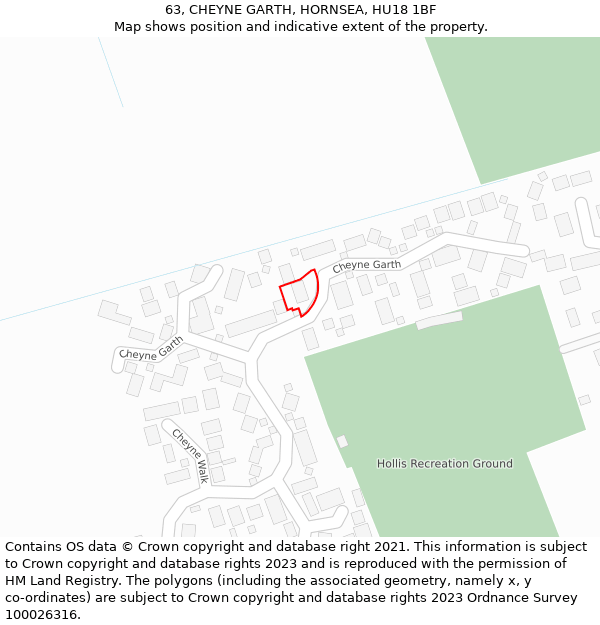 63, CHEYNE GARTH, HORNSEA, HU18 1BF: Location map and indicative extent of plot
