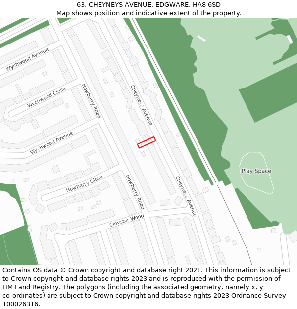 63, CHEYNEYS AVENUE, EDGWARE, HA8 6SD: Location map and indicative extent of plot