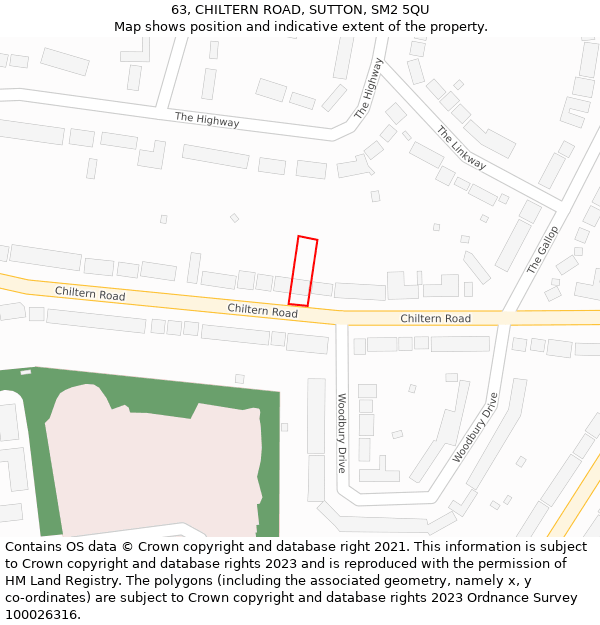 63, CHILTERN ROAD, SUTTON, SM2 5QU: Location map and indicative extent of plot