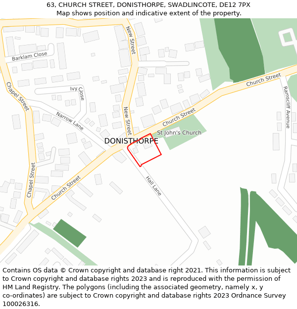 63, CHURCH STREET, DONISTHORPE, SWADLINCOTE, DE12 7PX: Location map and indicative extent of plot