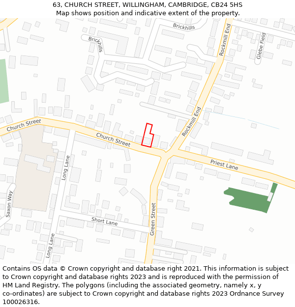 63, CHURCH STREET, WILLINGHAM, CAMBRIDGE, CB24 5HS: Location map and indicative extent of plot