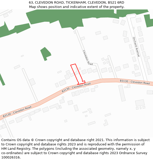 63, CLEVEDON ROAD, TICKENHAM, CLEVEDON, BS21 6RD: Location map and indicative extent of plot