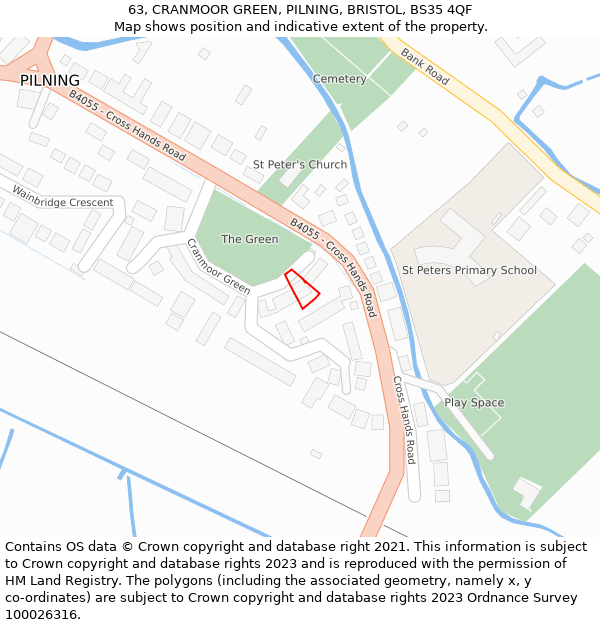 63, CRANMOOR GREEN, PILNING, BRISTOL, BS35 4QF: Location map and indicative extent of plot