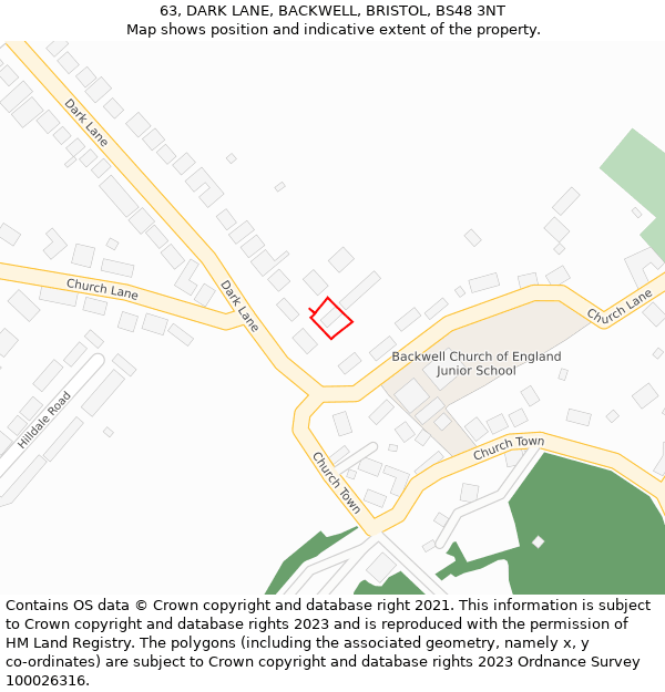 63, DARK LANE, BACKWELL, BRISTOL, BS48 3NT: Location map and indicative extent of plot