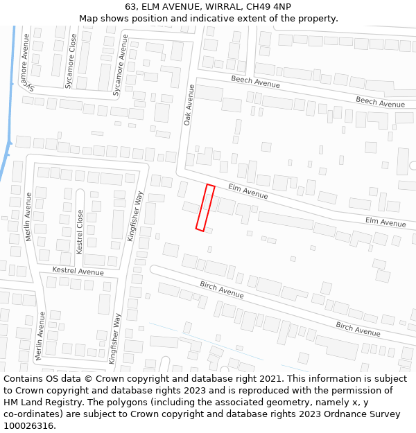 63, ELM AVENUE, WIRRAL, CH49 4NP: Location map and indicative extent of plot