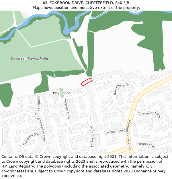 63, FOXBROOK DRIVE, CHESTERFIELD, S40 3JR: Location map and indicative extent of plot