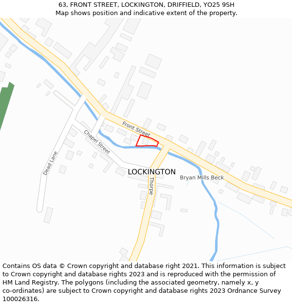 63, FRONT STREET, LOCKINGTON, DRIFFIELD, YO25 9SH: Location map and indicative extent of plot