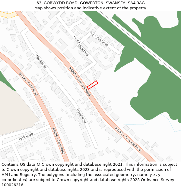 63, GORWYDD ROAD, GOWERTON, SWANSEA, SA4 3AG: Location map and indicative extent of plot