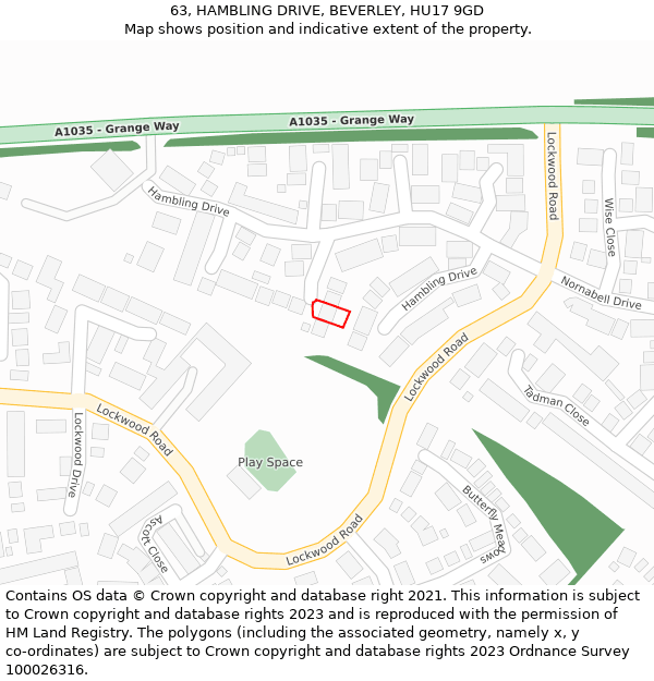 63, HAMBLING DRIVE, BEVERLEY, HU17 9GD: Location map and indicative extent of plot