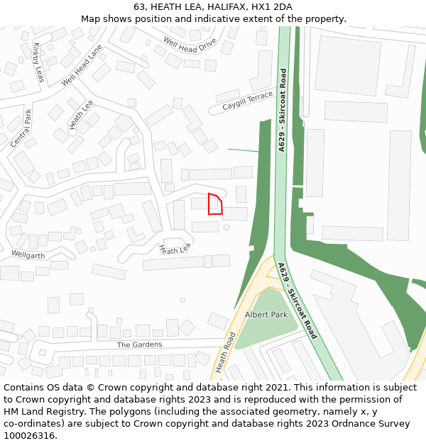 63, HEATH LEA, HALIFAX, HX1 2DA: Location map and indicative extent of plot