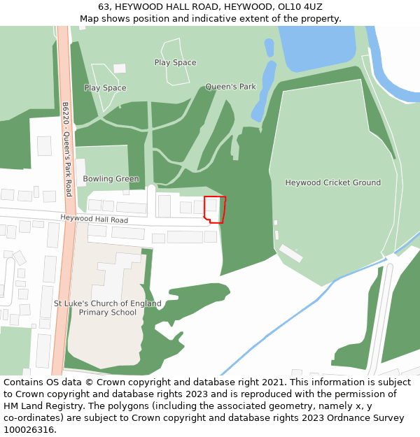 63, HEYWOOD HALL ROAD, HEYWOOD, OL10 4UZ: Location map and indicative extent of plot
