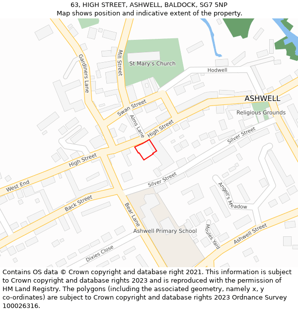 63, HIGH STREET, ASHWELL, BALDOCK, SG7 5NP: Location map and indicative extent of plot