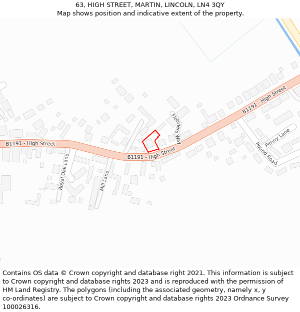 63, HIGH STREET, MARTIN, LINCOLN, LN4 3QY: Location map and indicative extent of plot