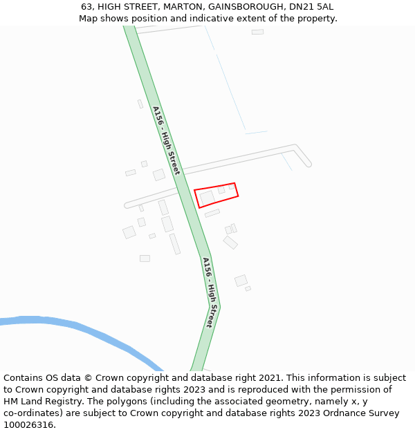 63, HIGH STREET, MARTON, GAINSBOROUGH, DN21 5AL: Location map and indicative extent of plot