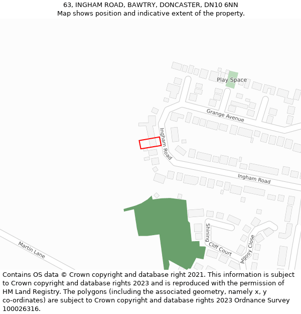 63, INGHAM ROAD, BAWTRY, DONCASTER, DN10 6NN: Location map and indicative extent of plot