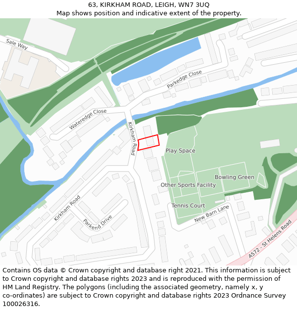 63, KIRKHAM ROAD, LEIGH, WN7 3UQ: Location map and indicative extent of plot