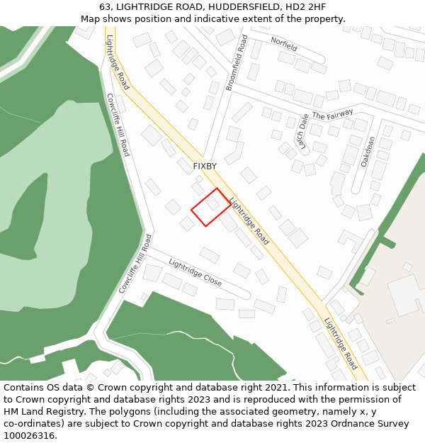63, LIGHTRIDGE ROAD, HUDDERSFIELD, HD2 2HF: Location map and indicative extent of plot