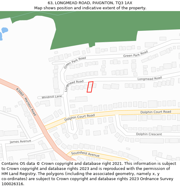 63, LONGMEAD ROAD, PAIGNTON, TQ3 1AX: Location map and indicative extent of plot